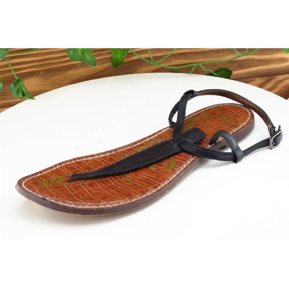 Sam Edelman Sz 7.5 M Black Thong Synthetic Women Sandals Gigi - Picture 1 of 7